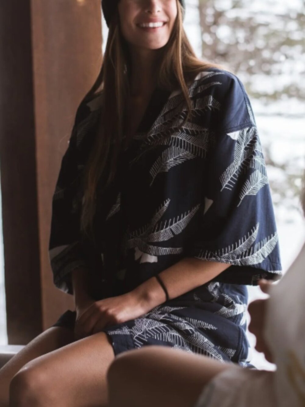 La Sirena Women’s Robe Kimono Vintage Floral Farallon Navy Size XS / Small